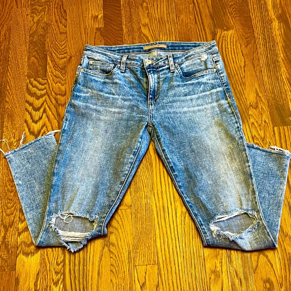 Joe's Jeans Mid-Rise Skinny Ankle Distressed Raw Hem Copland Womens Size 30